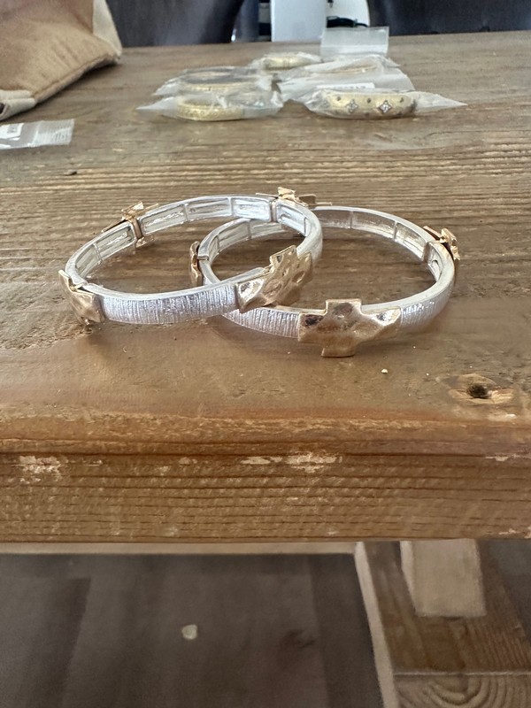 Gold Silver Clover Row Bracelet                